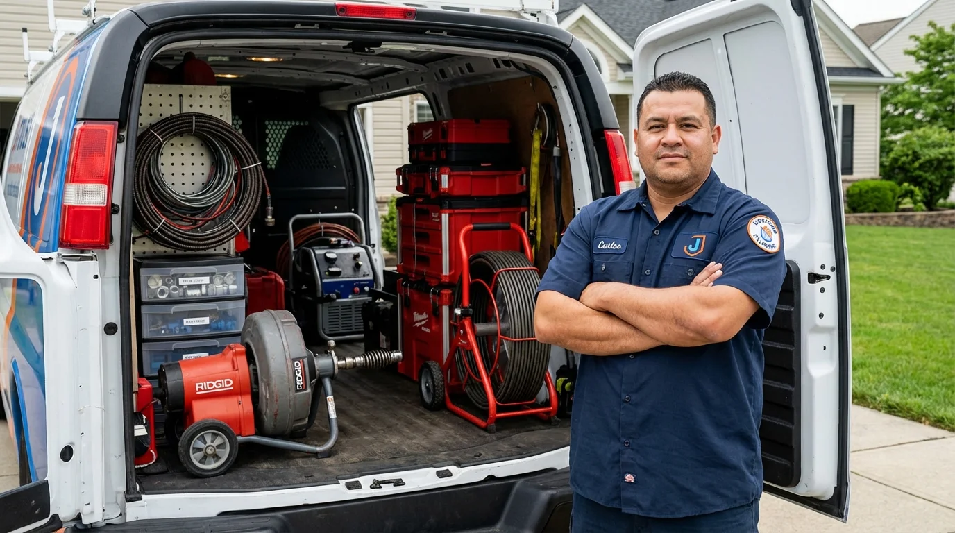 Professional drain cleaning equipment and Johns Plumbing LLC plumber in Nellysford