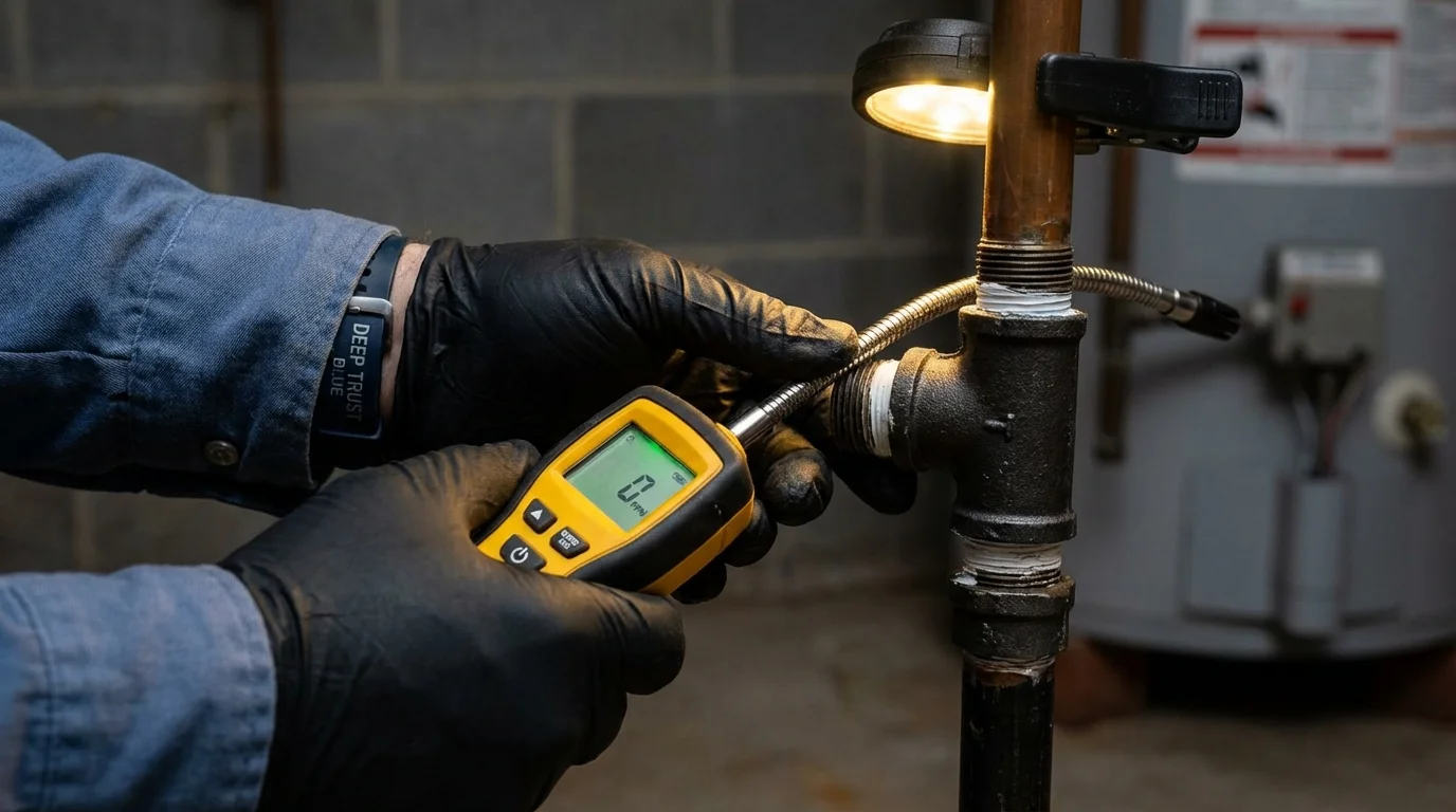 Gas leak detection with electronic sniffer by Johns Plumbing LLC in Nellysford
